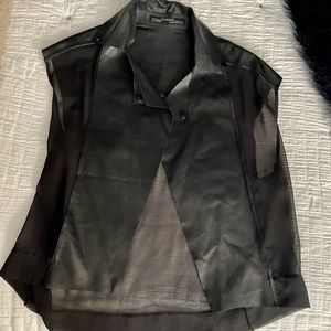 All Saint Payne mixed media lambskin leather vest. Size 0